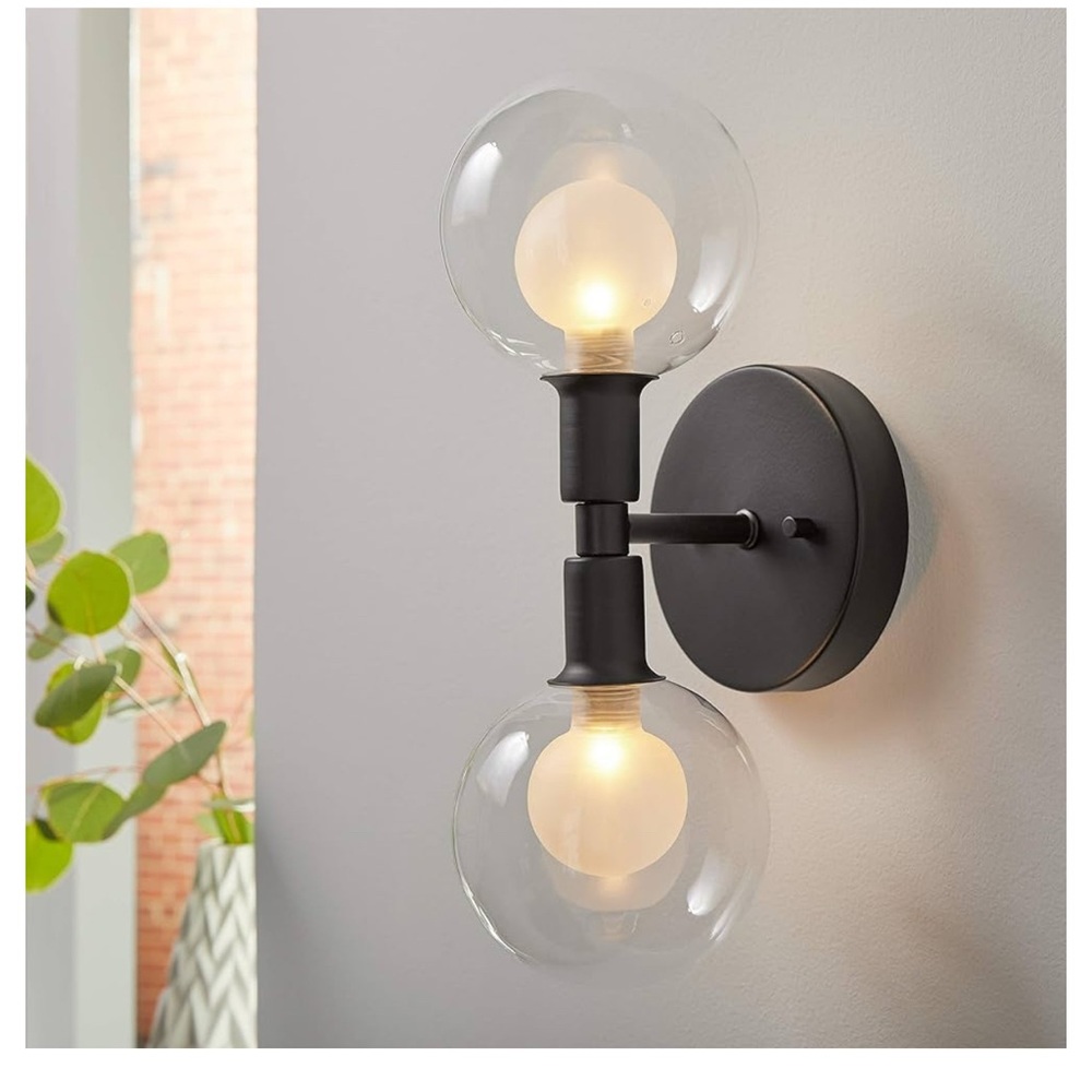 Modern Black Double Globe Wall Sconce